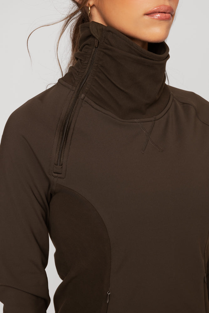 Chasing Pavements Mockneck Pullover - Dark Brown Enjoy Cheap Pice