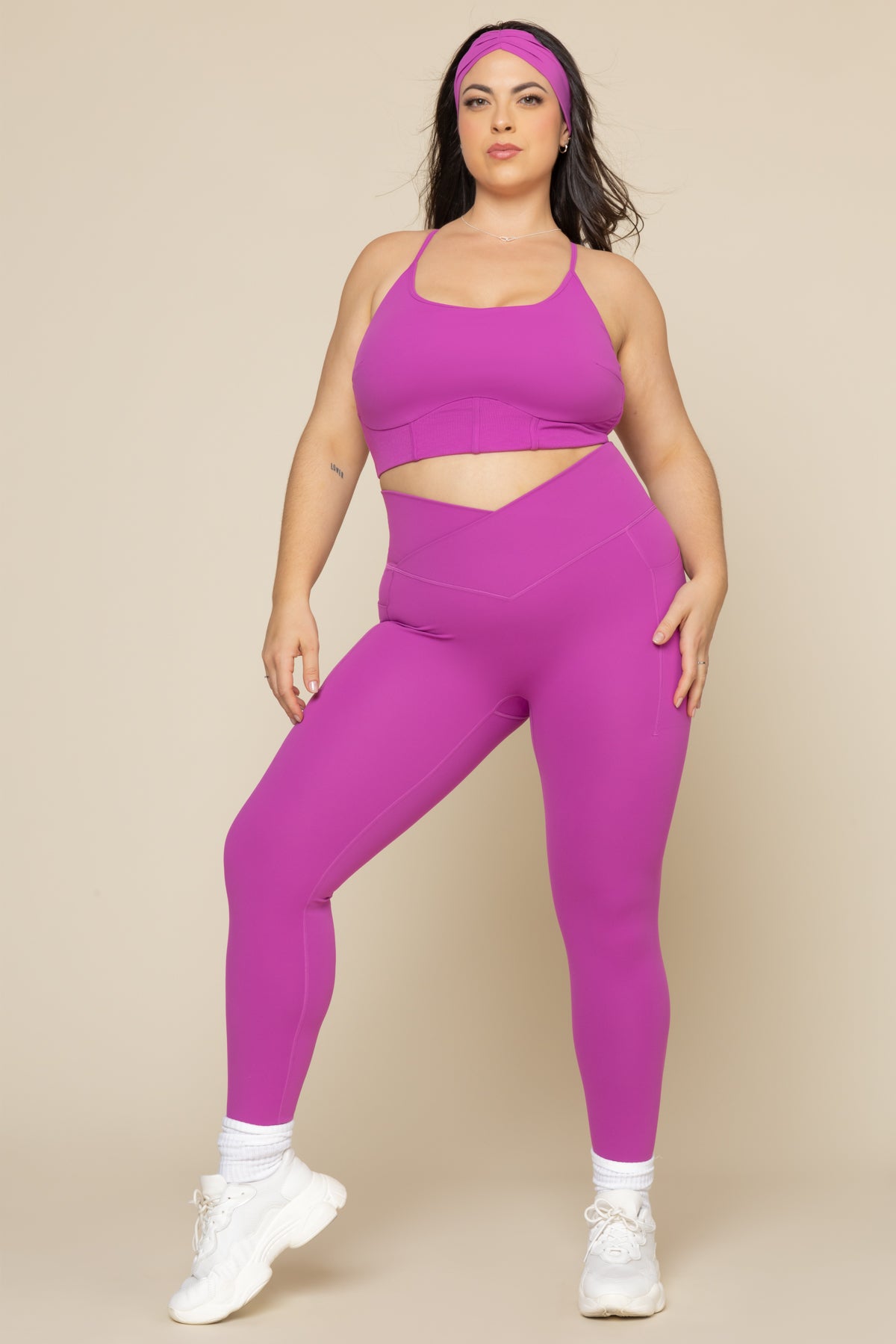 Crisscross Hourglass Leggings with Pockets - Royal Orchid Sale Get To Buy