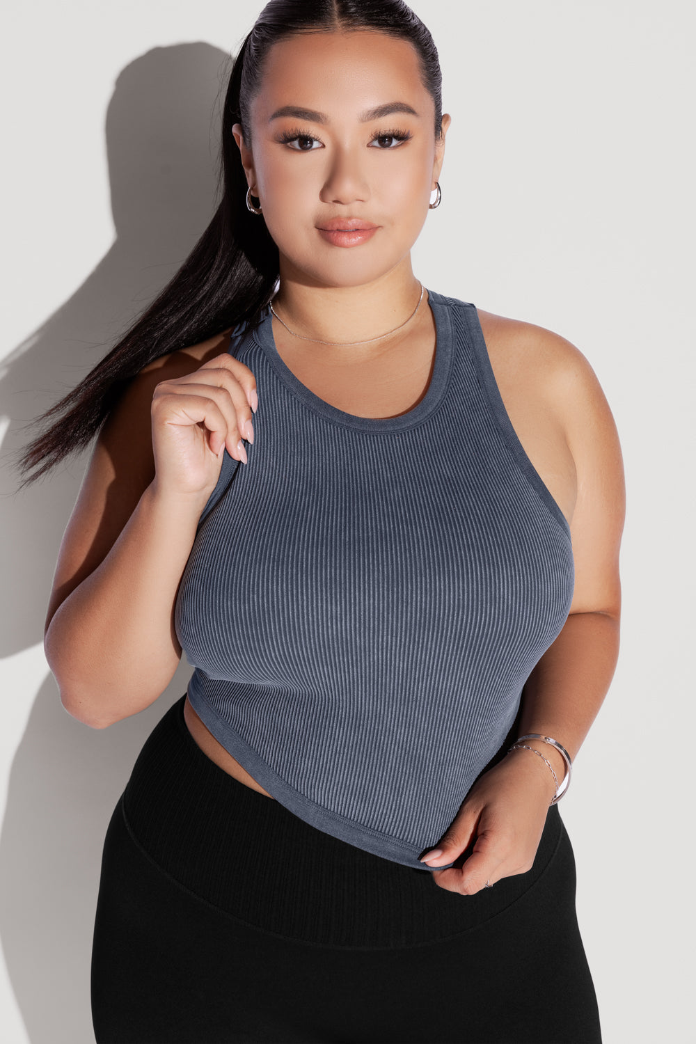 Let's Go Seamless Crop Top - Vintage Indigo Big Discount Cheap Pice