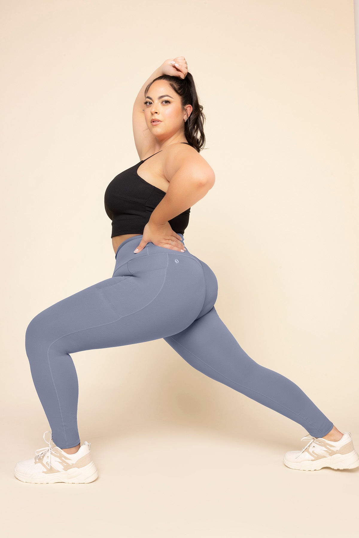 Crisscross Hourglass Leggings with Pockets - Blue Mist Buy Cheap Big Discount