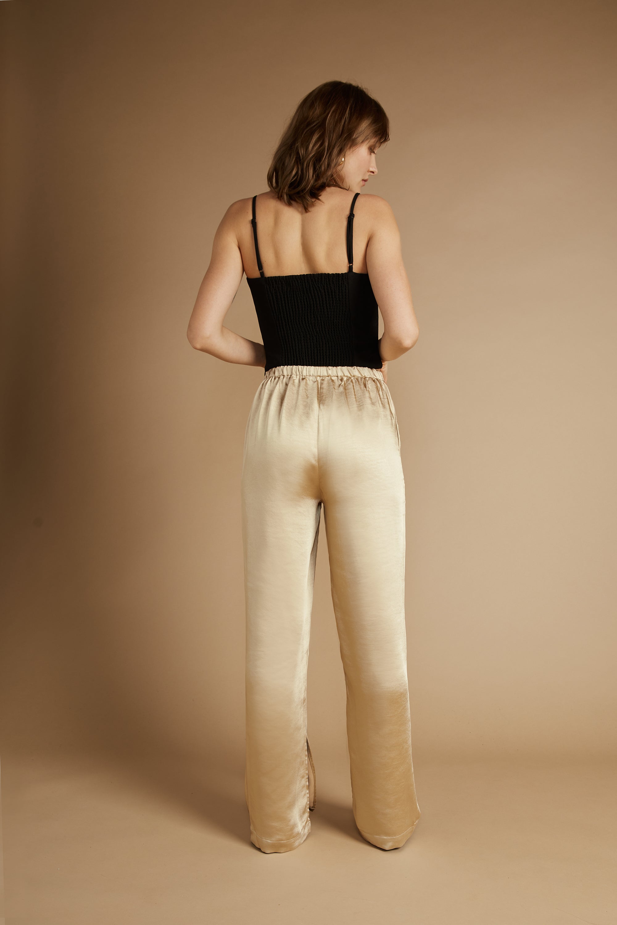 SATIN PANTS WITH FRONT SLITS Low Pice Fee Shipping Online