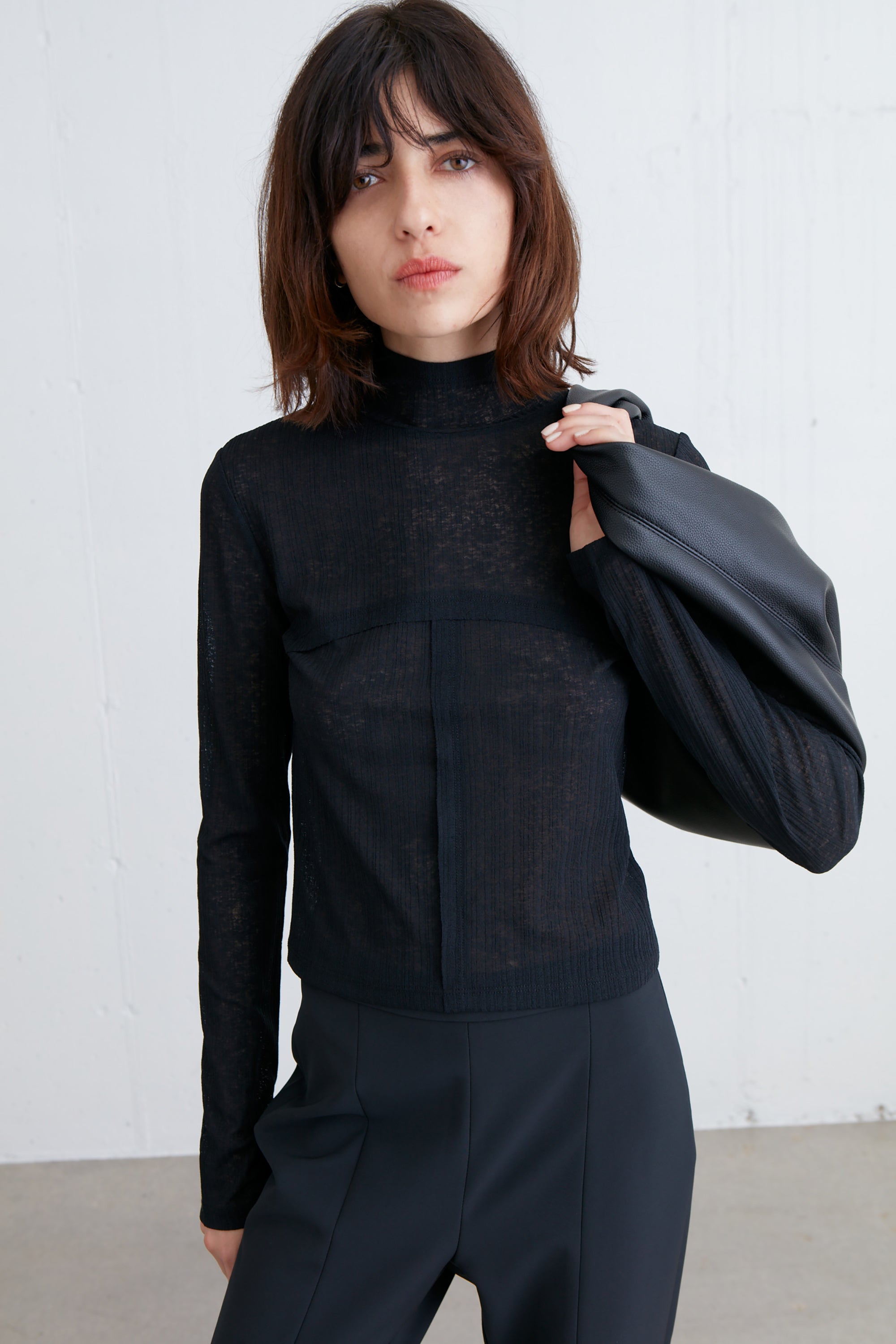 MOCKNECK TOP WITH SEAM DETAILS Cheap 100% Original