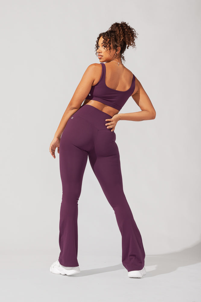 Crisscross Hourglass Flared Leggings with Pockets - Winter Plum Cheap The Cheapest