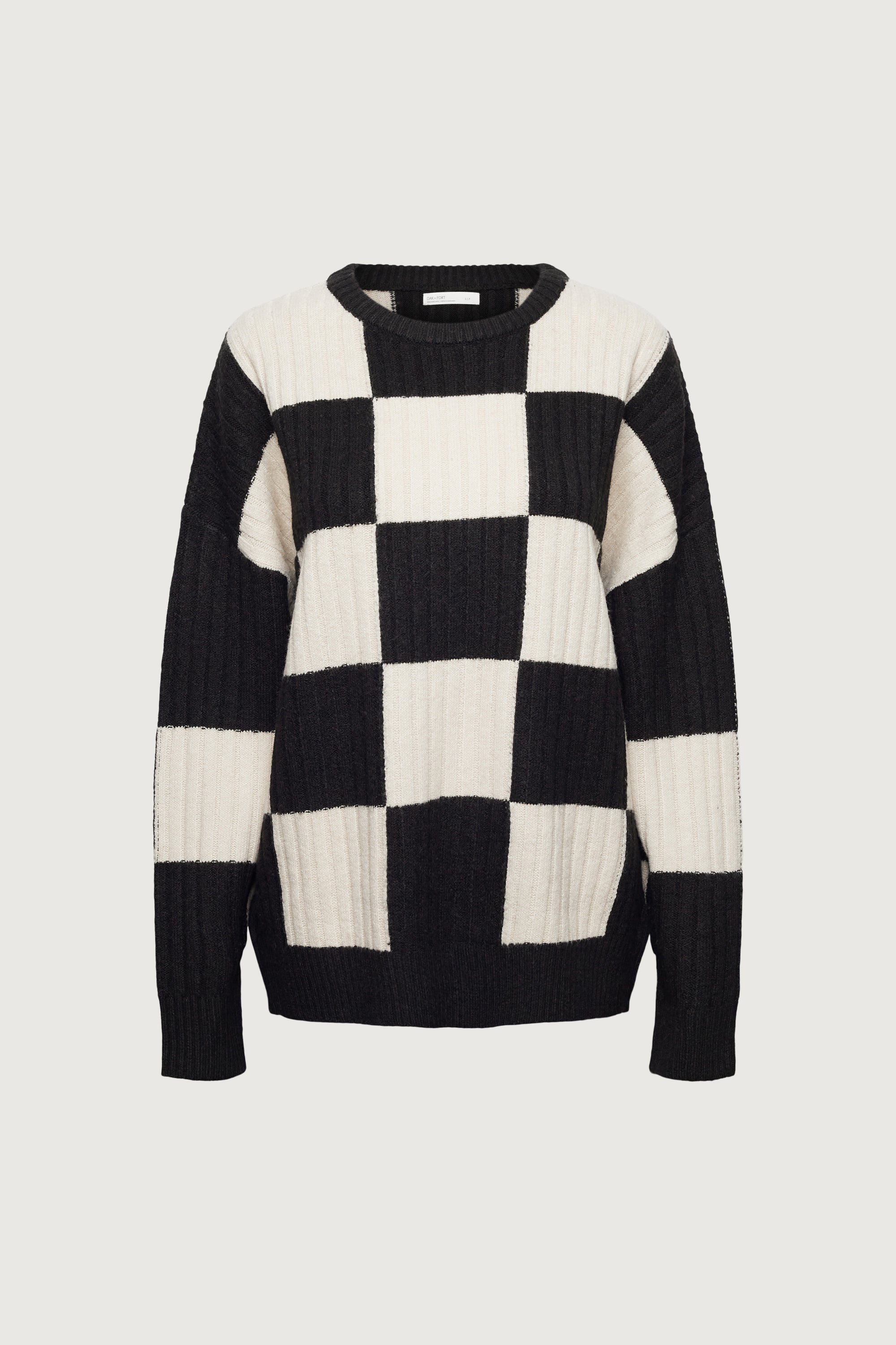 RIB-KNIT CHECKERED SWEATER Cheap Low Pice