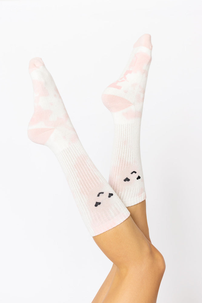 Heart Eyes Mid-Calf Gym Socks - Pink Tie Dye Free Shipping Order