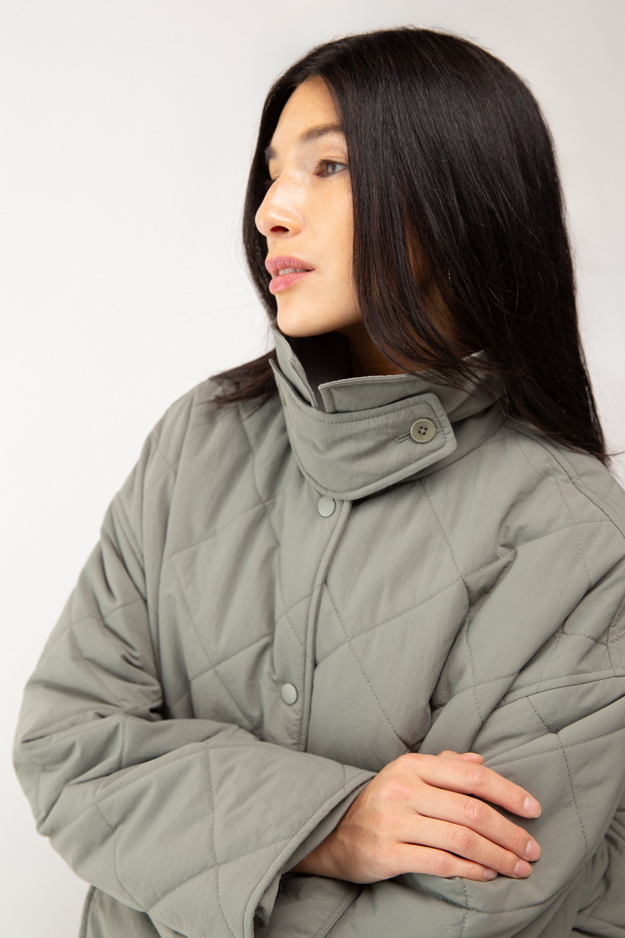 QUILTED PUFFER MIDI SHACKET Store With Big Discount