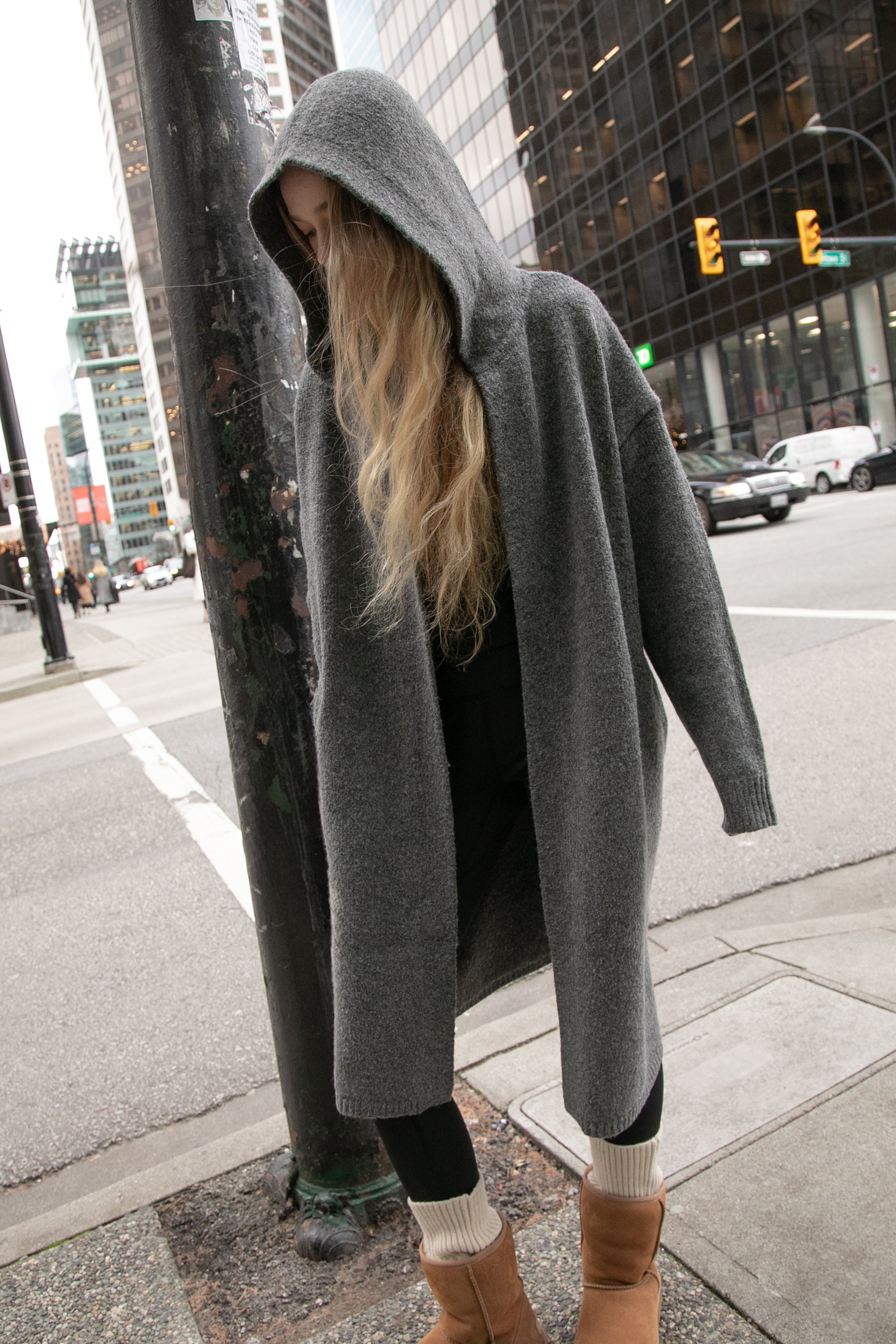 LONG CARDIGAN WITH HOODIE Outlet Big Discount