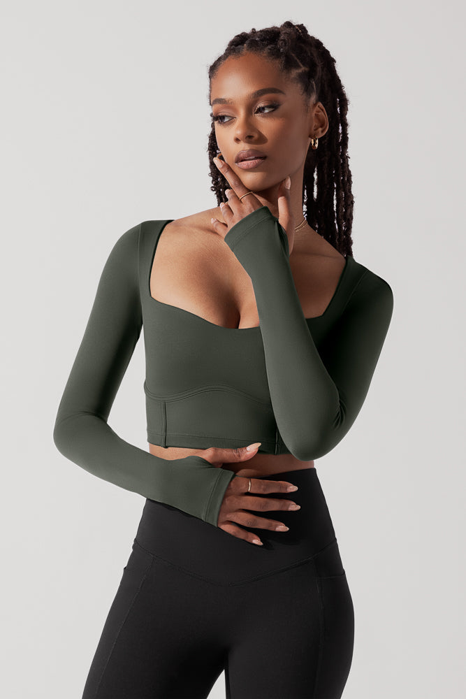 Sweetheart Long Sleeve Crop Top - Forestwood Cheap Online