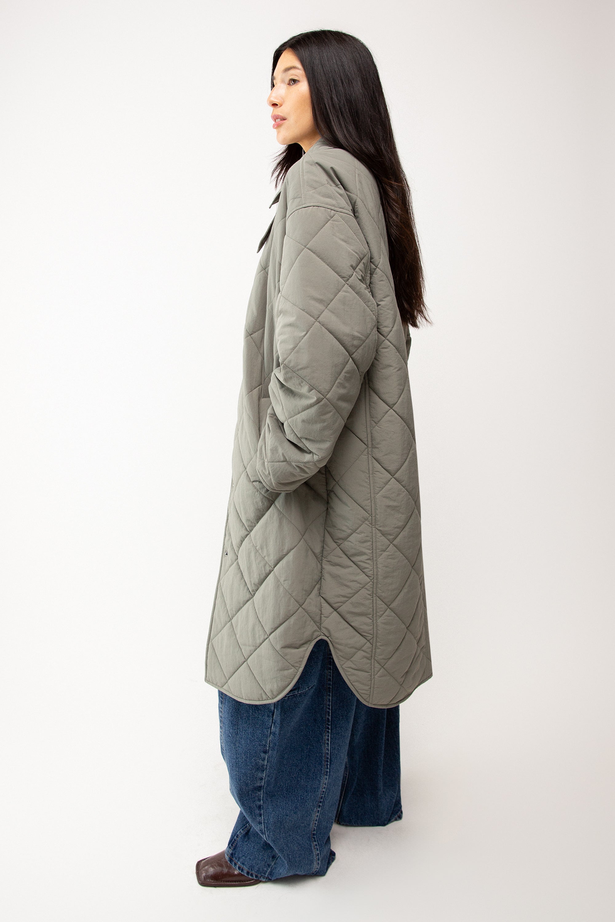 QUILTED PUFFER MIDI SHACKET Store With Big Discount