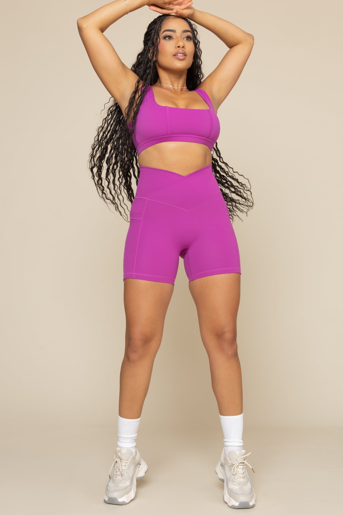 Crisscross Hourglass  Midi Shorts - Royal Orchid Cheap Footlocker Finishline