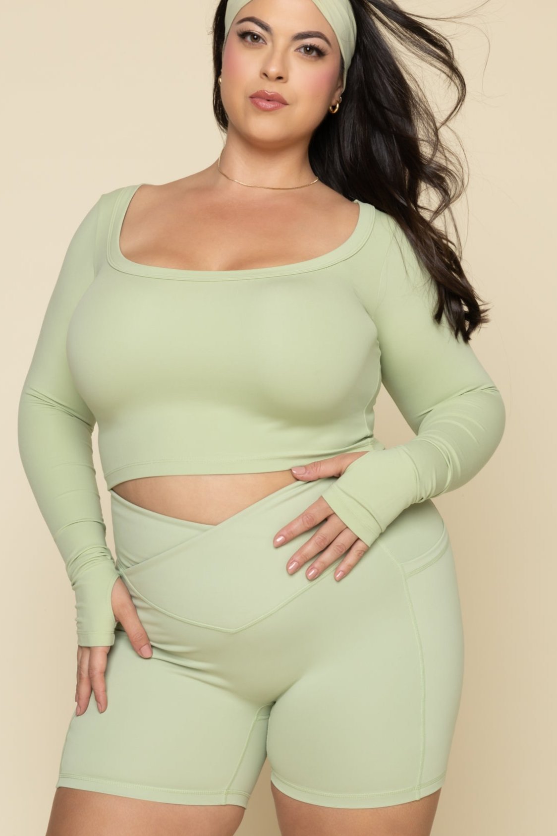 Crisscross Hourglass Midi Short with Pockets - Pistachio Buy Cheap Best