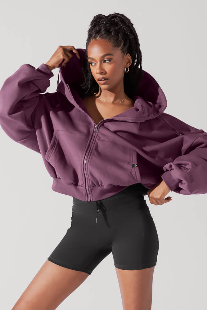 Zip Cloud Hoodie - Deep Plum Official For Sale