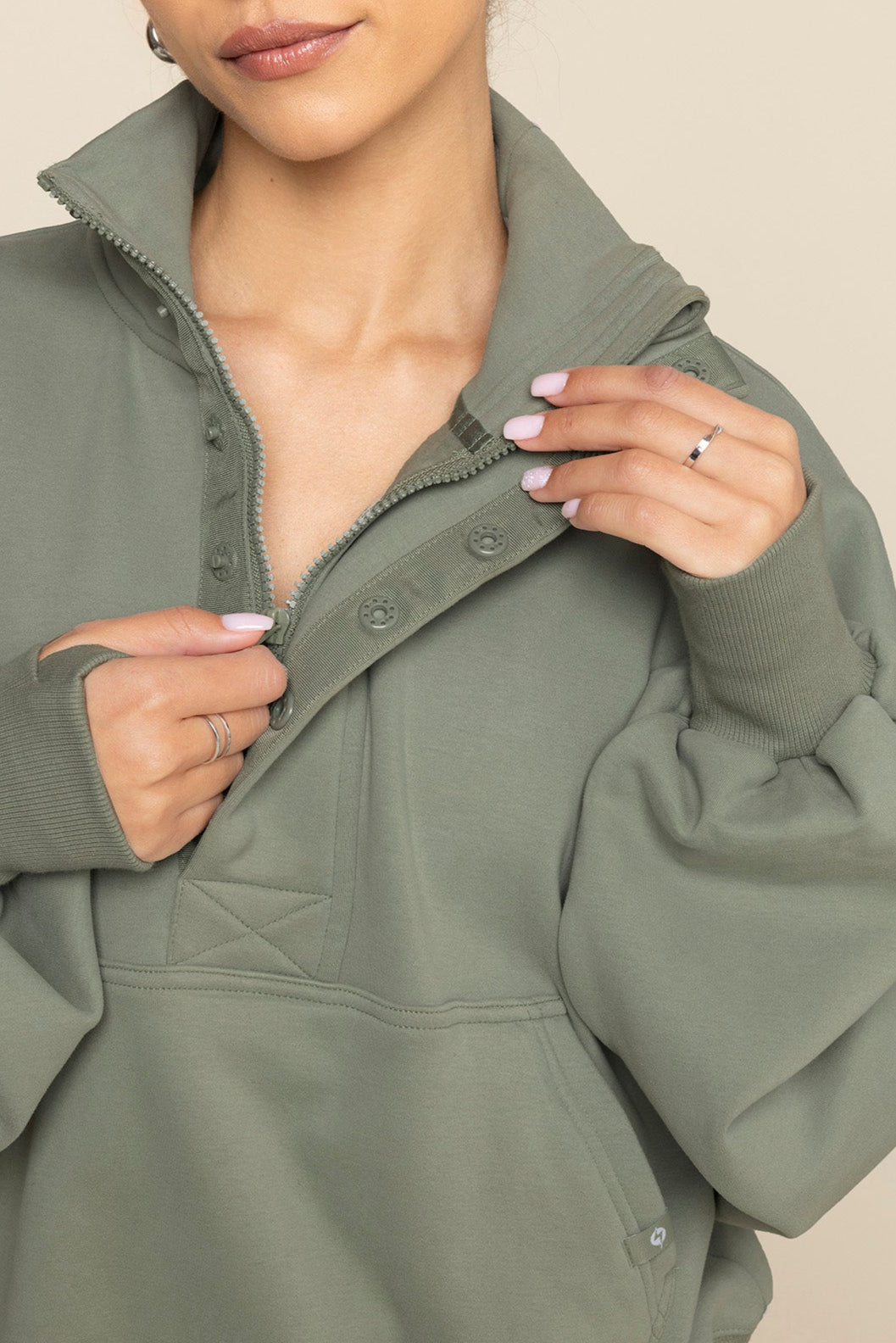 Ooey Gooey Crop Half Zip - Light Sage Buy Cheap Best Store To Get