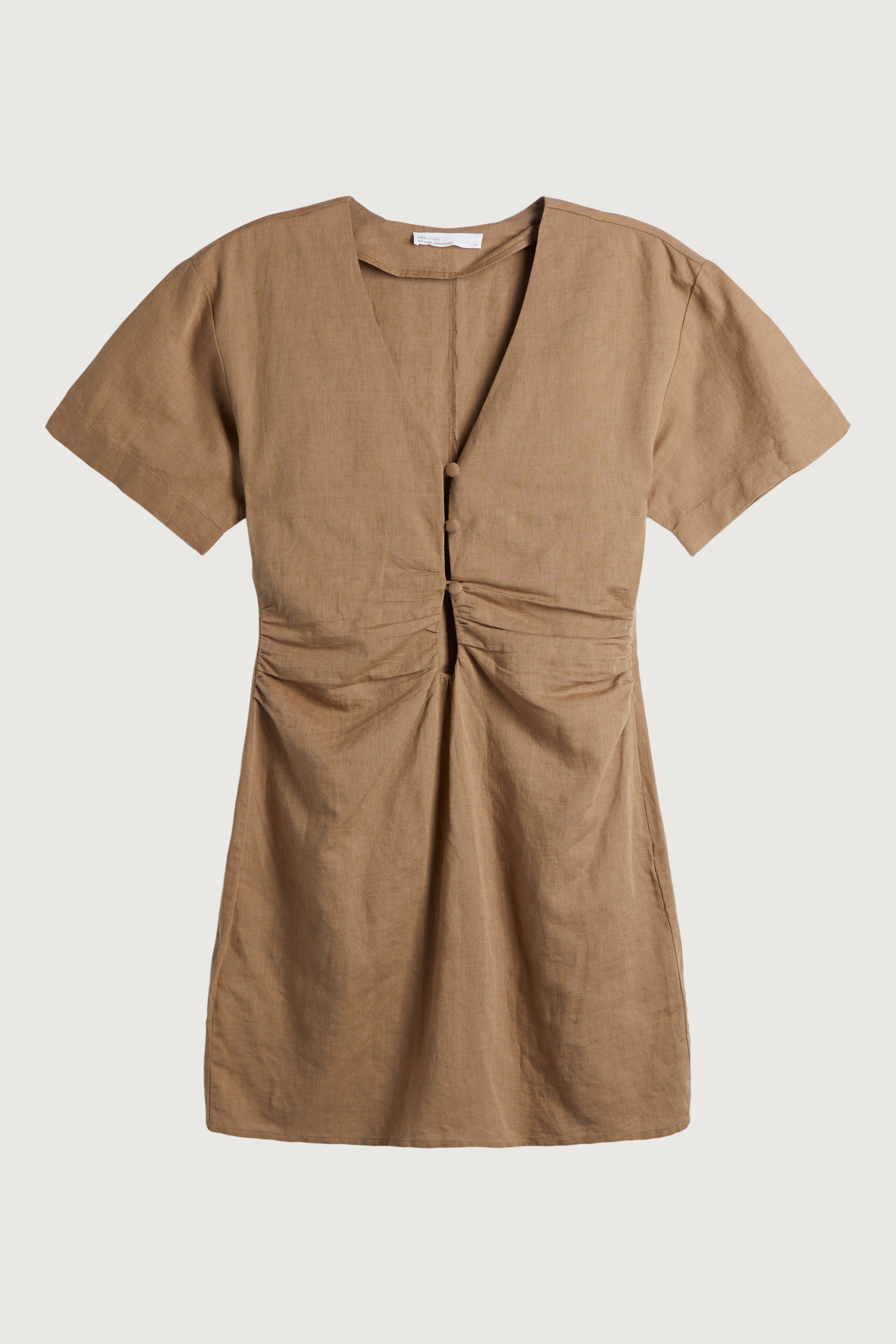 LINEN BLEND MINI DRESS WITH FRONT CUTOUT Get To Buy Cheap Pice