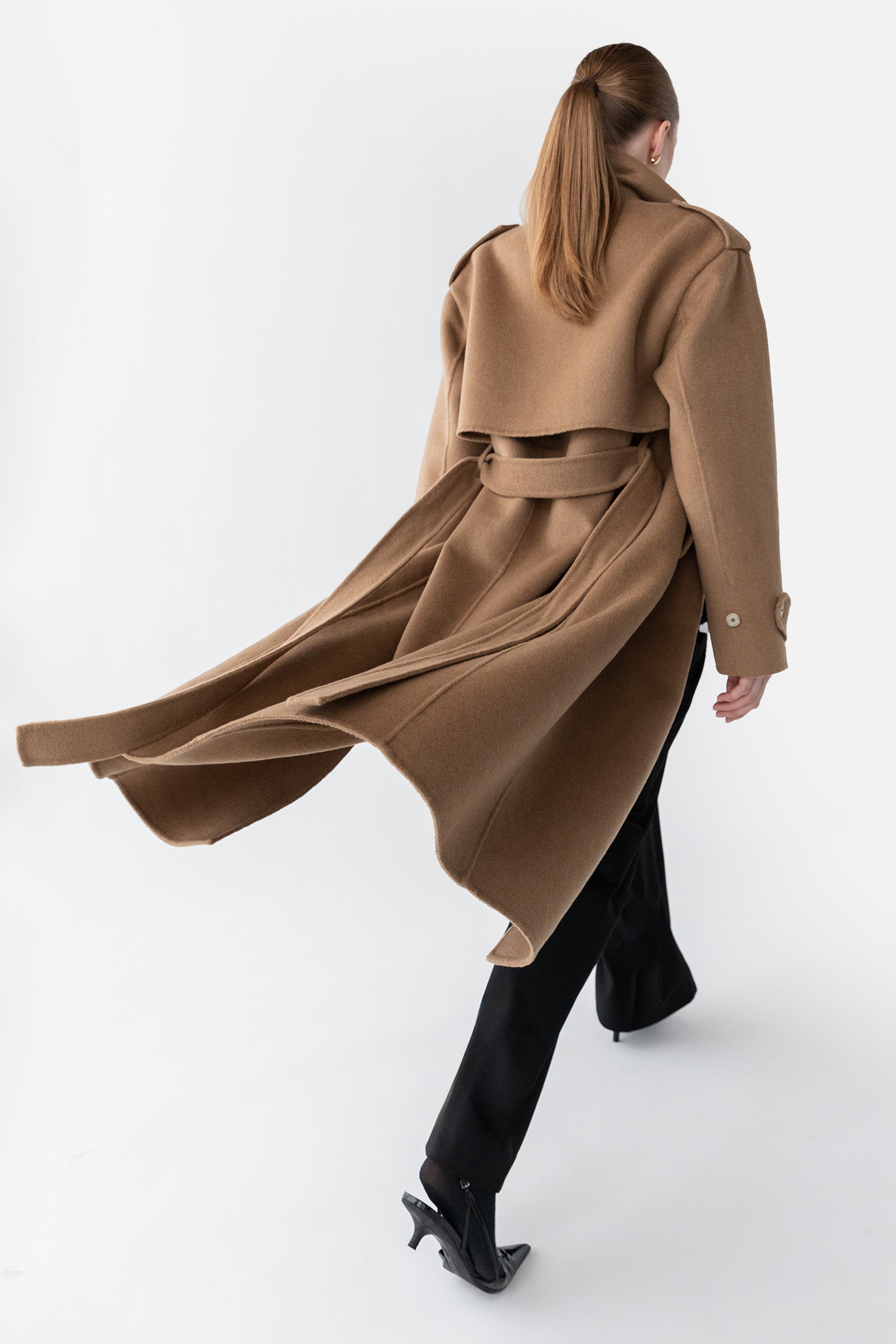 BRUSHED WOOL-BLEND BELTED COAT Good Selling Cheap Online