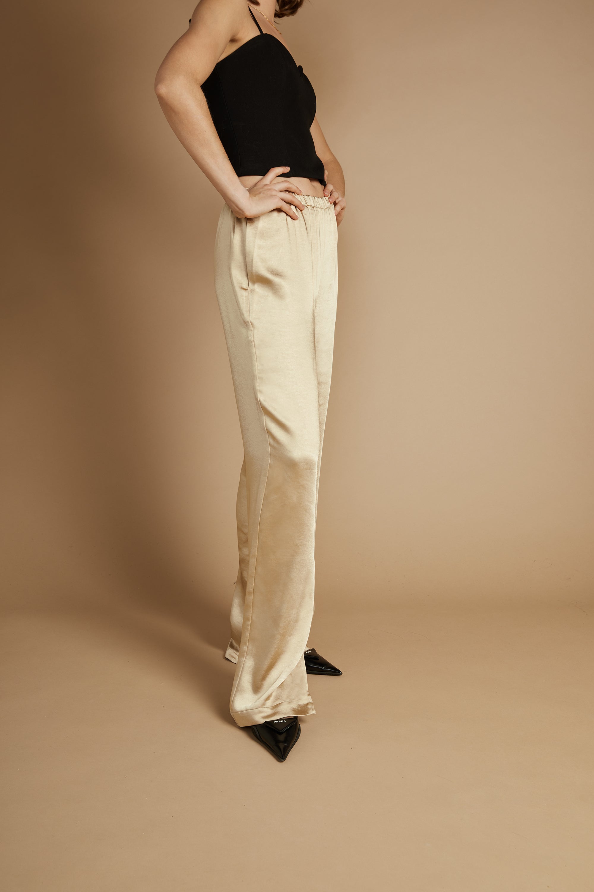 SATIN PANTS WITH FRONT SLITS Low Pice Fee Shipping Online