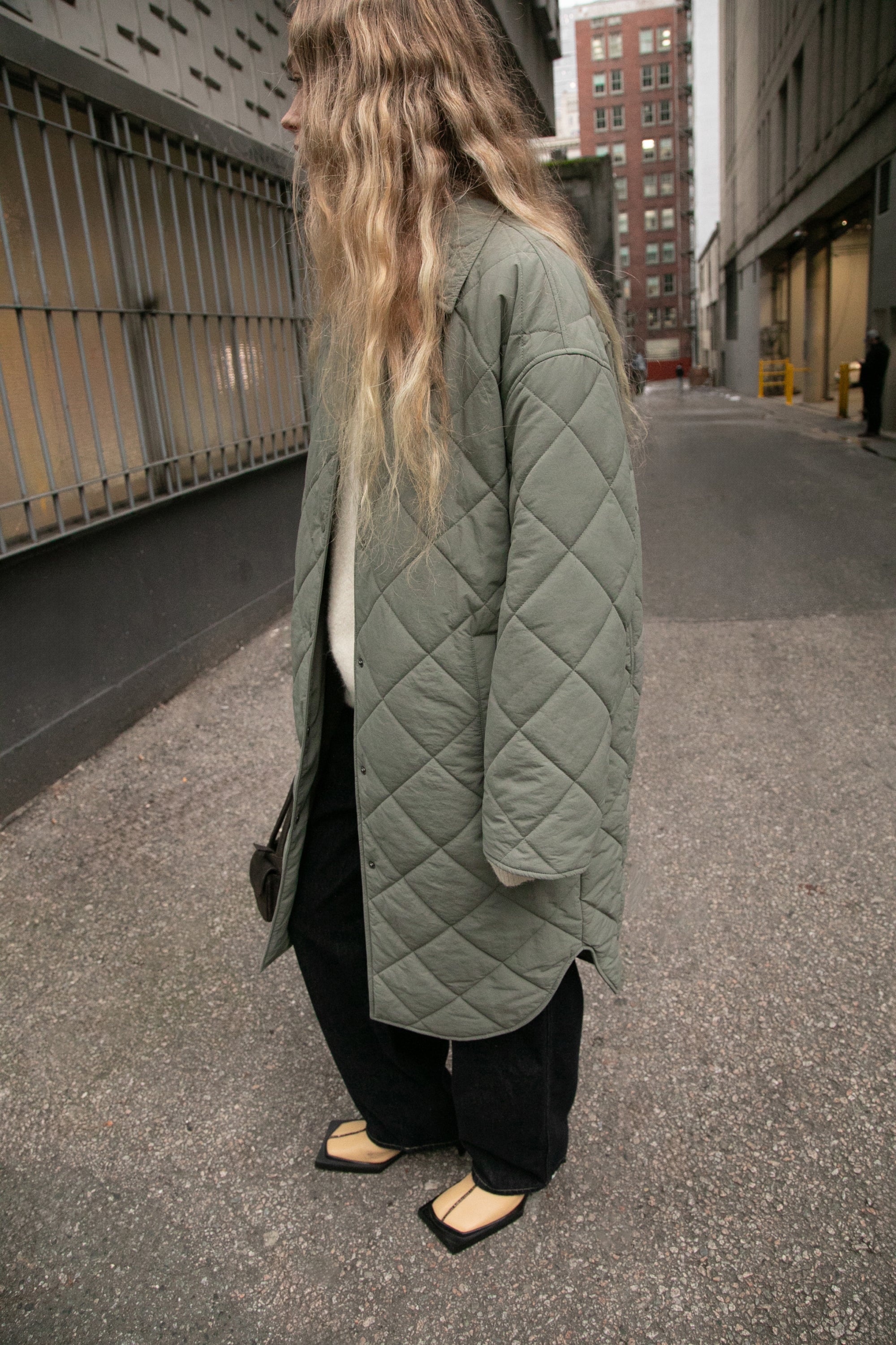 QUILTED PUFFER MIDI SHACKET Store With Big Discount