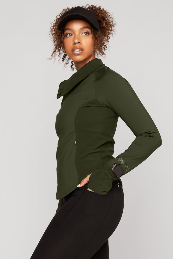 Chasing Pavements Mockneck Pullover - Evergreen For Sale Top Quality