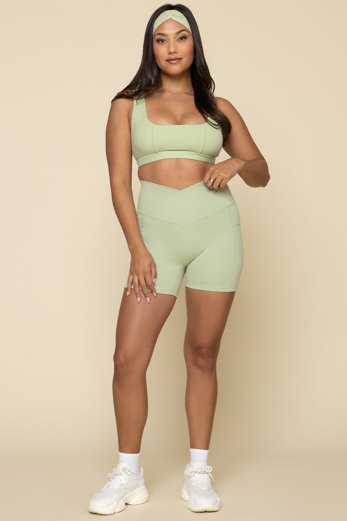 Crisscross Hourglass Midi Short with Pockets - Pistachio Buy Cheap Best