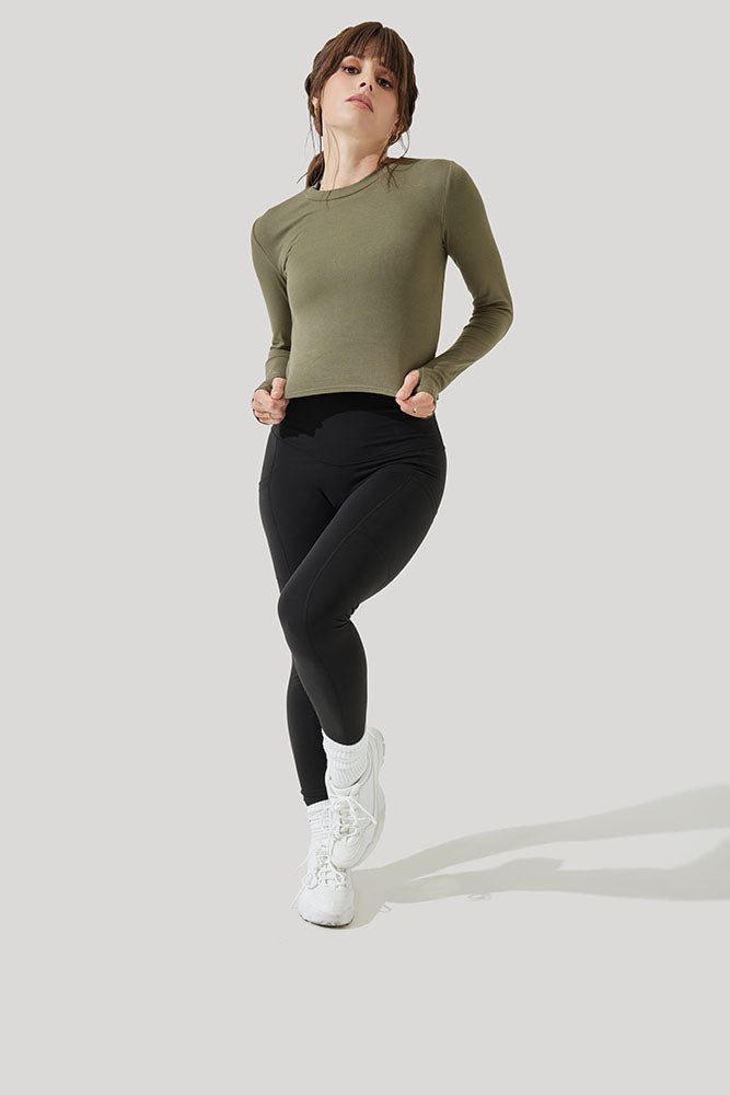 Refine Long Sleeve Top - Dark Olive Free Shipping Cheap Online