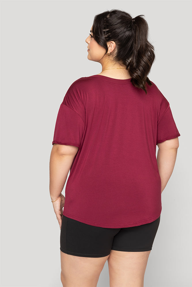 Reversible Deep V Tee - Sangria Online Online Cheap Pice