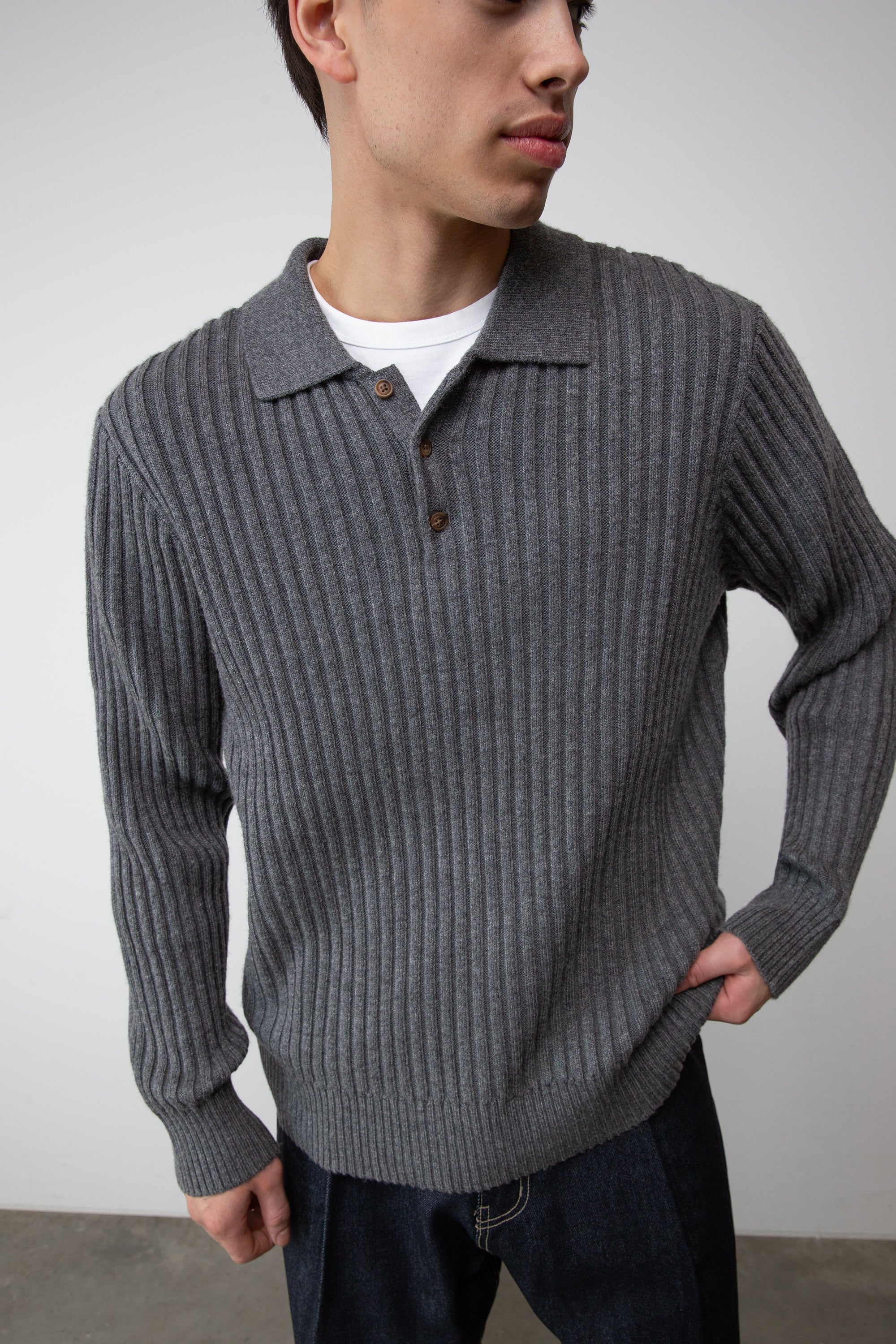 RIBBED POLO SWEATER Free Shipping With Credit Card