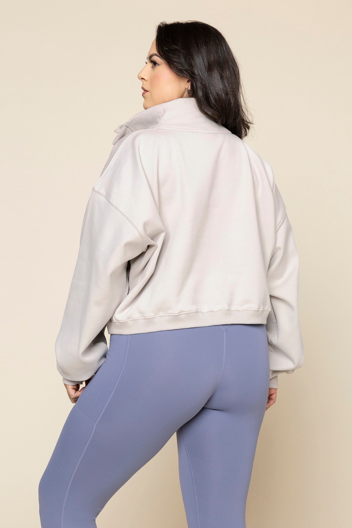 Ooey Gooey Crop Half Zip - Silver Birch Cheap Sale Genuine