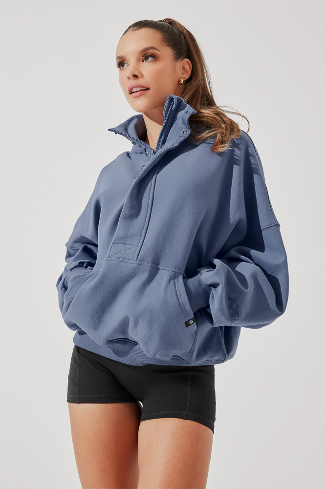 Ooey Gooey Half Zip Sweater - Blue Dusk Supply Online