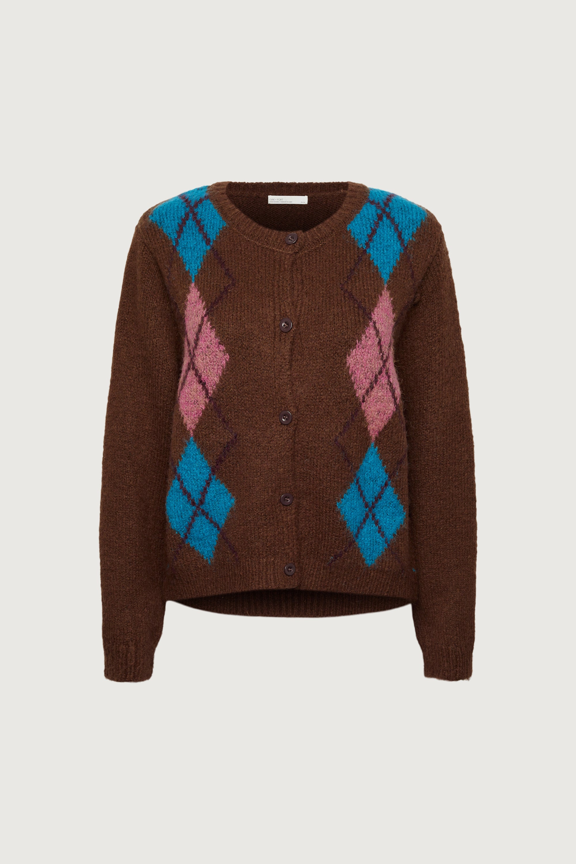 WOOL-BLEND ARGYLE PATTERN CARDIGAN Discount Best