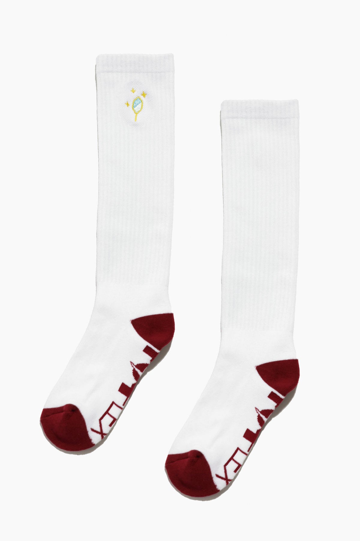 Knee High Socks - White/Crimson Outlet Collections