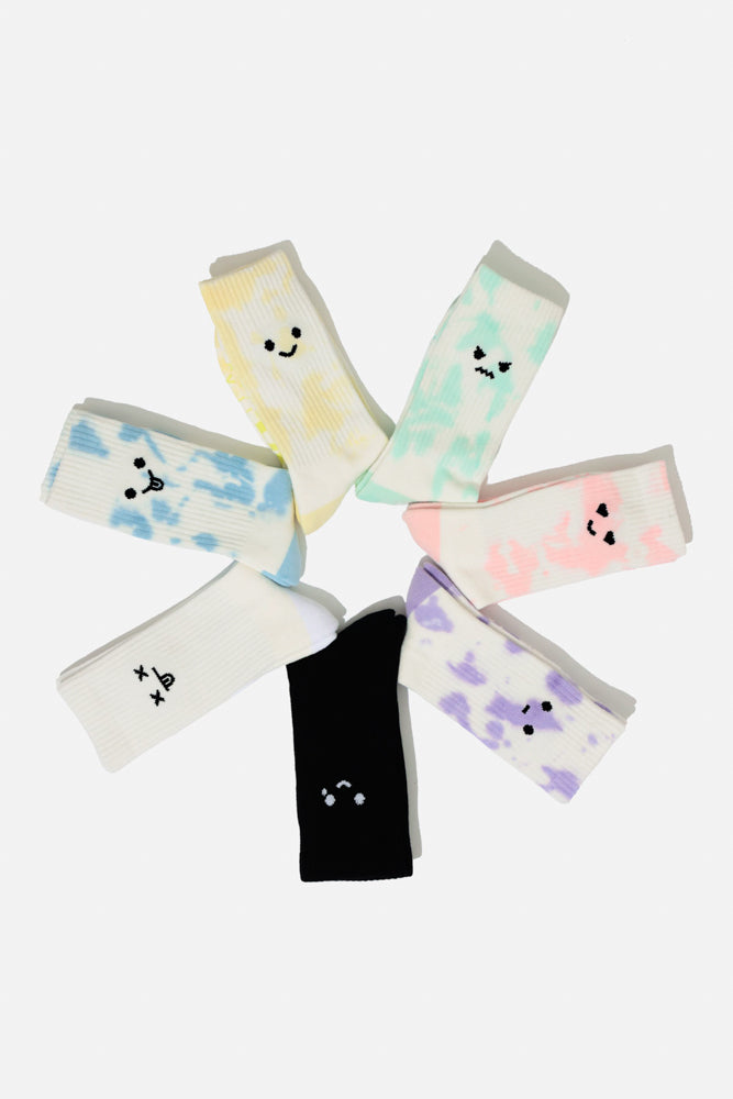 Happy Face Mid-Calf Gym Socks - Yellow Tie Dye For Nice Cheap Online