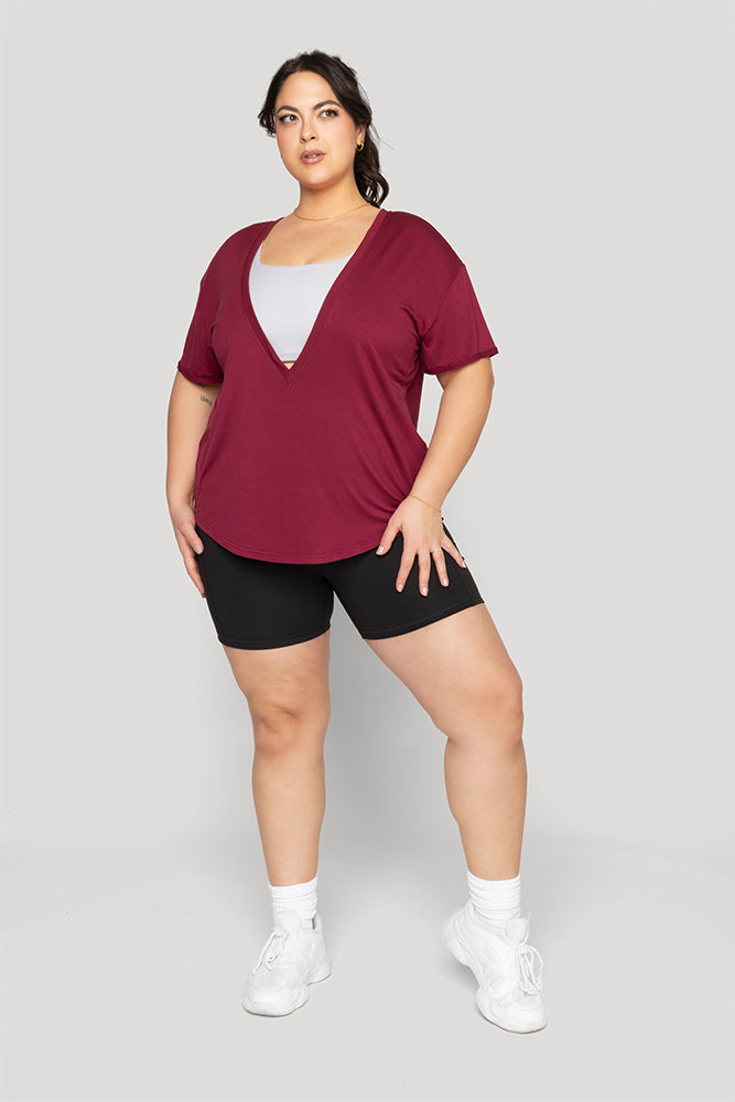 Reversible Deep V Tee - Sangria Online Online Cheap Pice