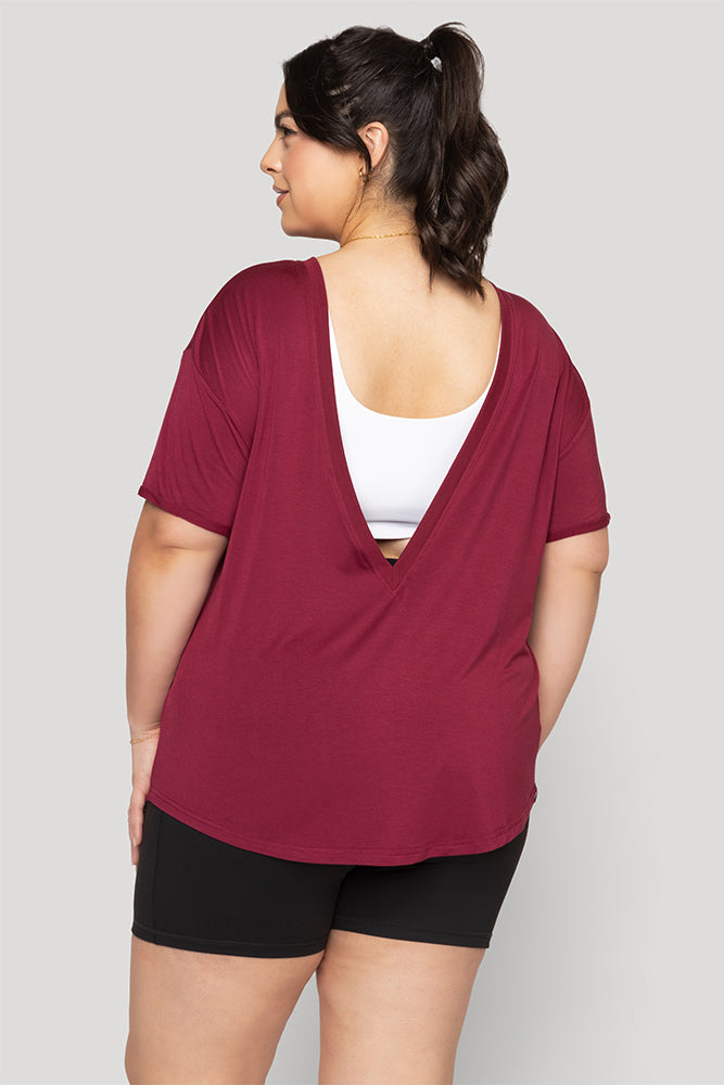 Reversible Deep V Tee - Sangria Online Online Cheap Pice