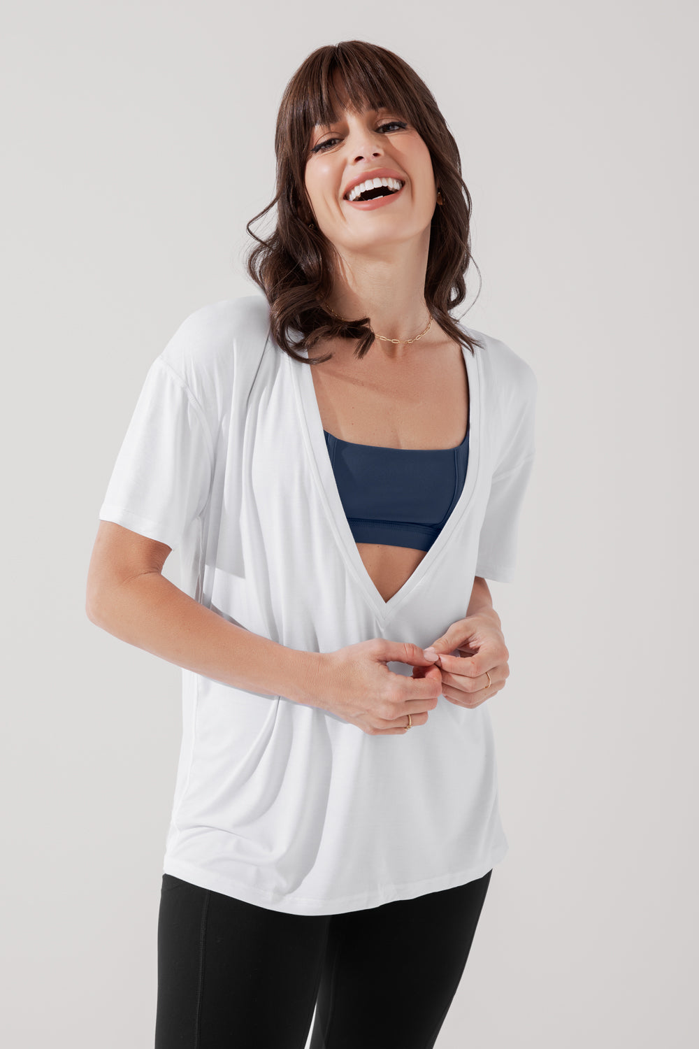 Daring Deep V Tee - White Cheap Manchester