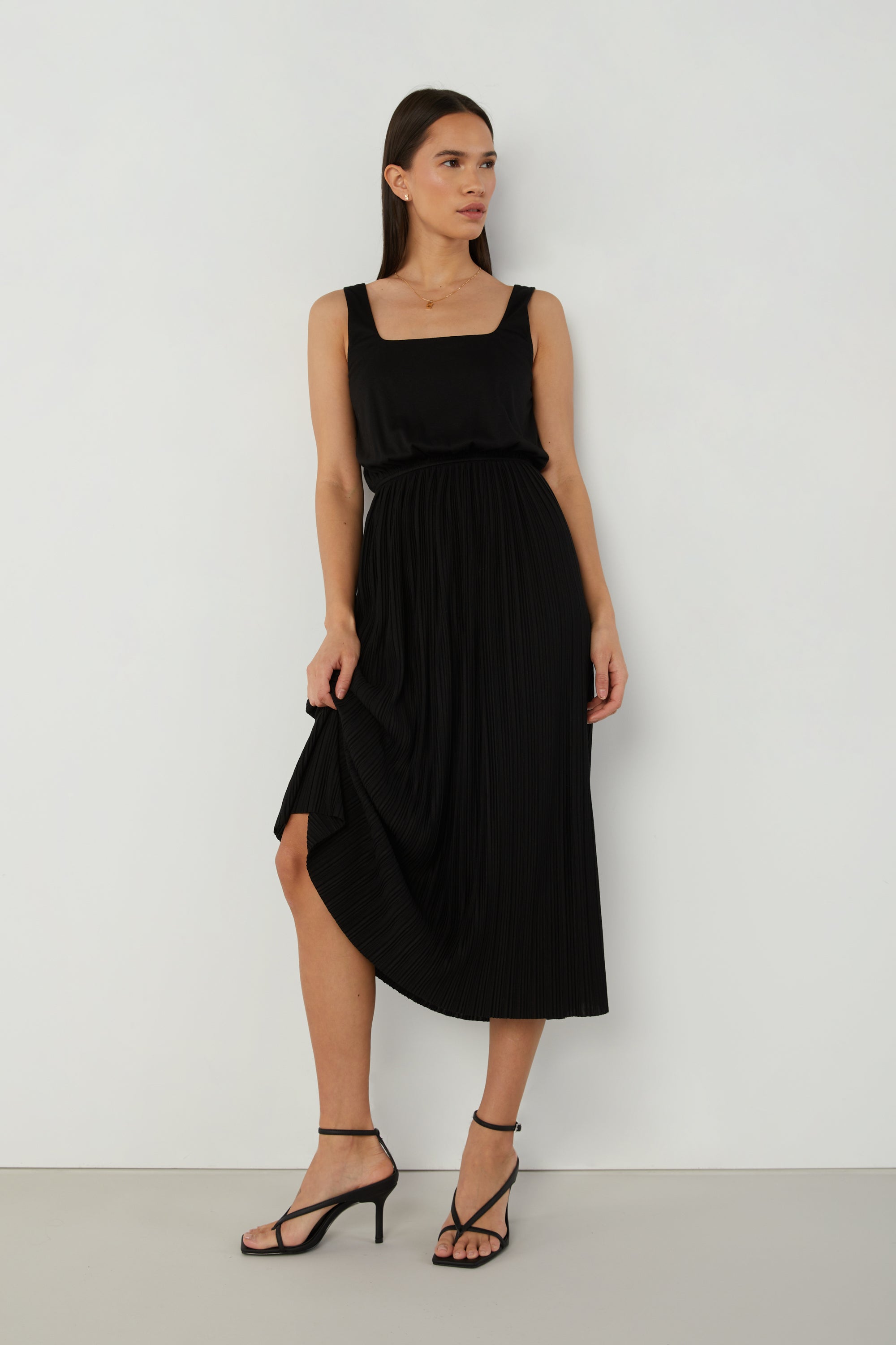 PLEATED MIDI DRESS 100% Original Cheap Pice