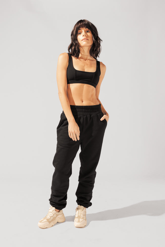 Cloud Rollover Sweatpant - Black Discount Official Site