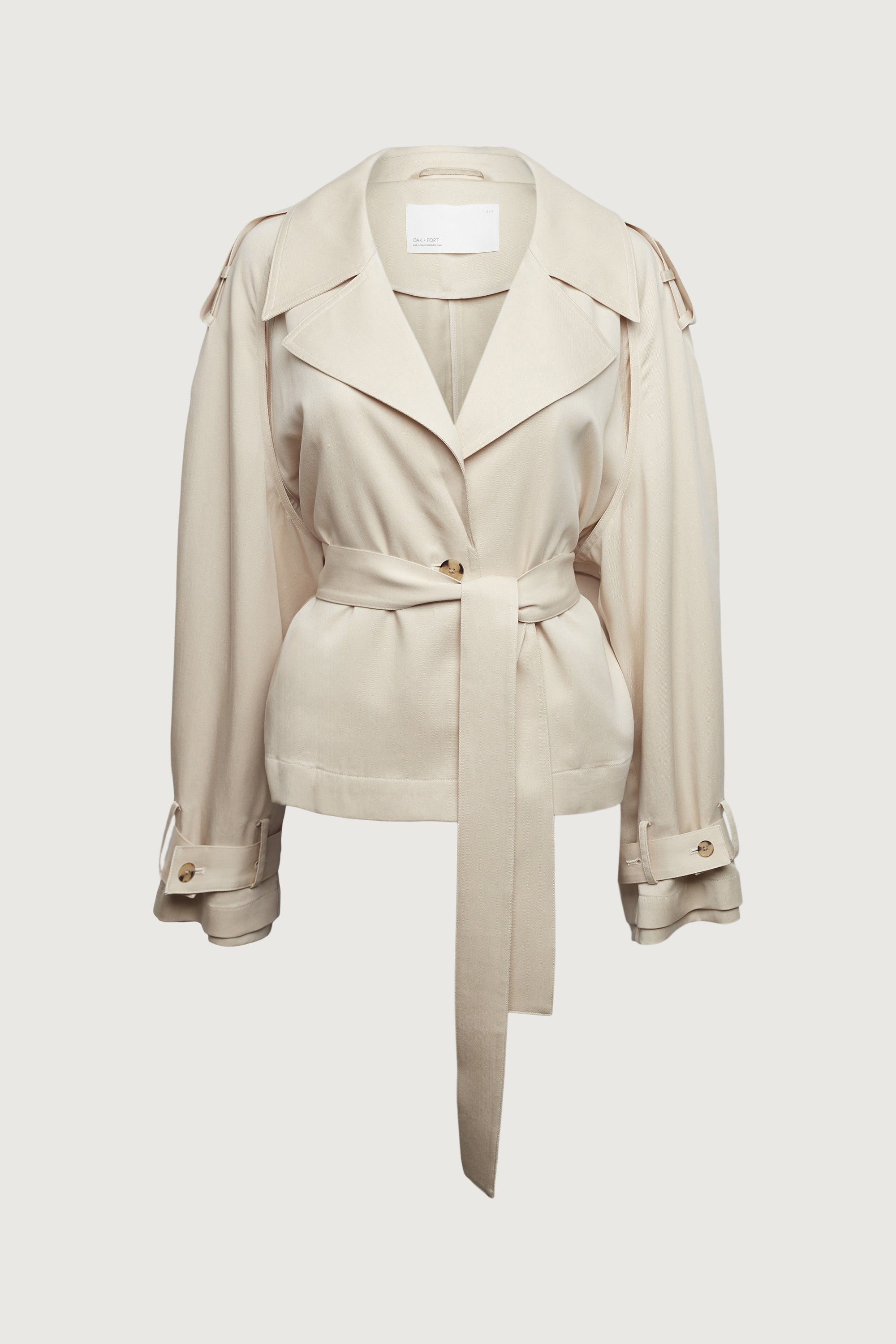 CROPPED FLOWY TRENCH COAT Visa Payment