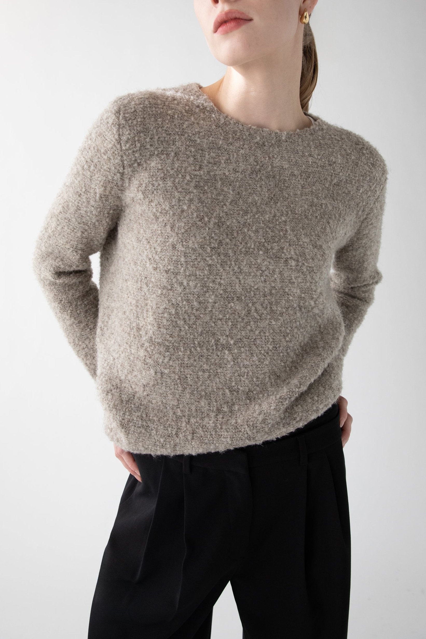 BOUCLE KNIT CREWNECK SWEATER Outlet 2025 New