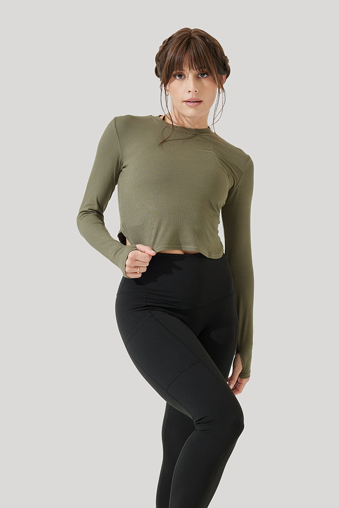 Refine Long Sleeve Top - Dark Olive Free Shipping Cheap Online