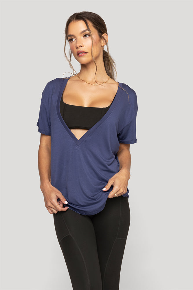 Reversible Deep V Tee - Nightshade Blue Buy Cheap Cheapest Pice