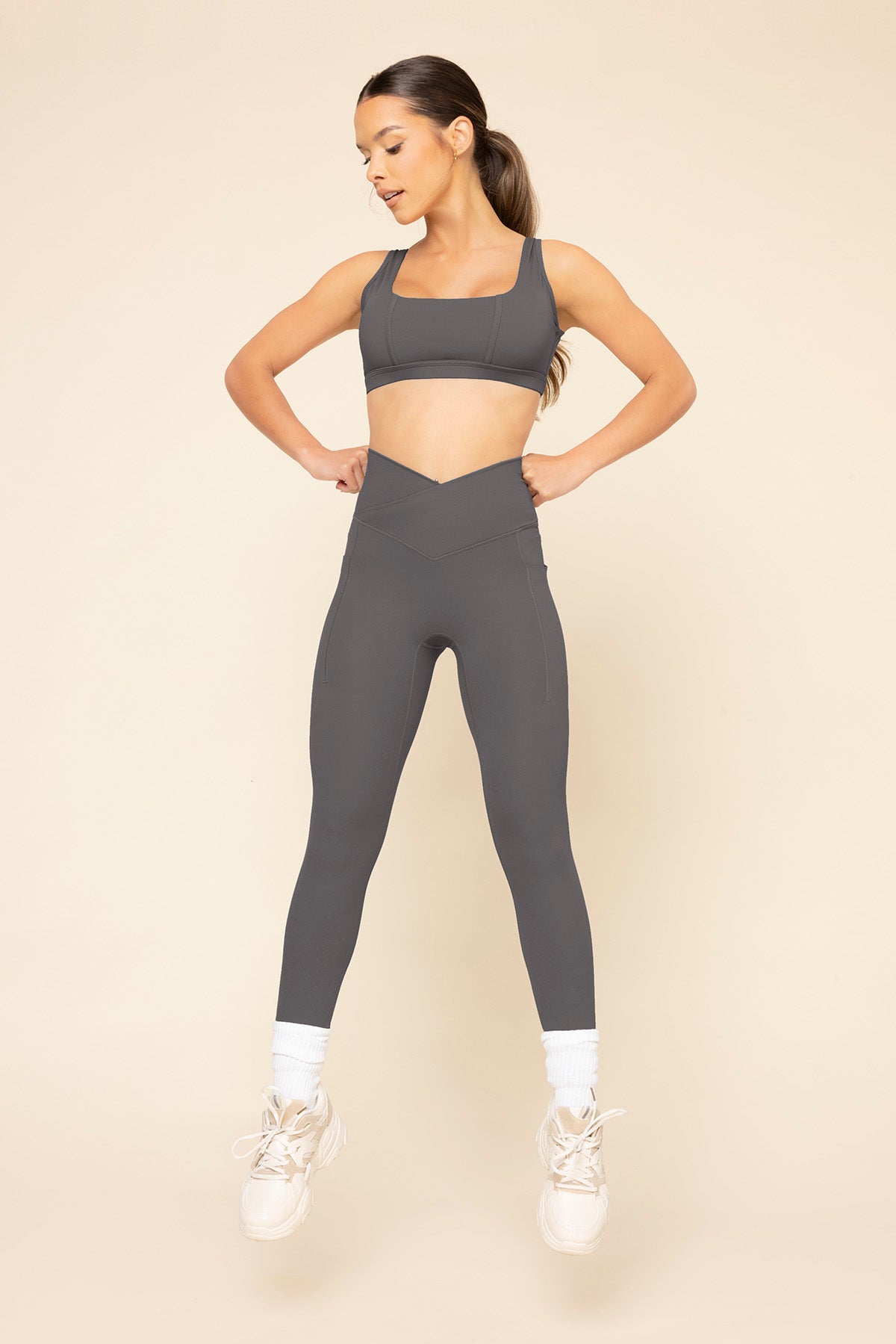 Crisscross Hourglass Leggings with Pockets - Slate Collections Cheap Online