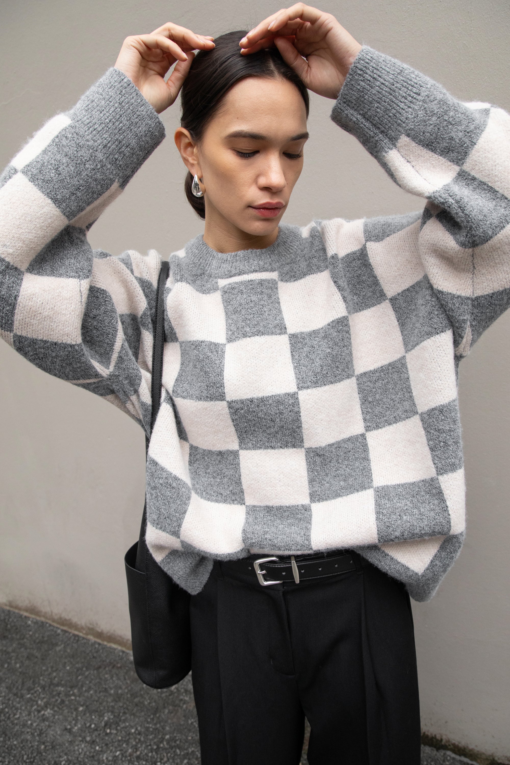 CHECKERED CREWNECK SWEATER Cheap Online Store