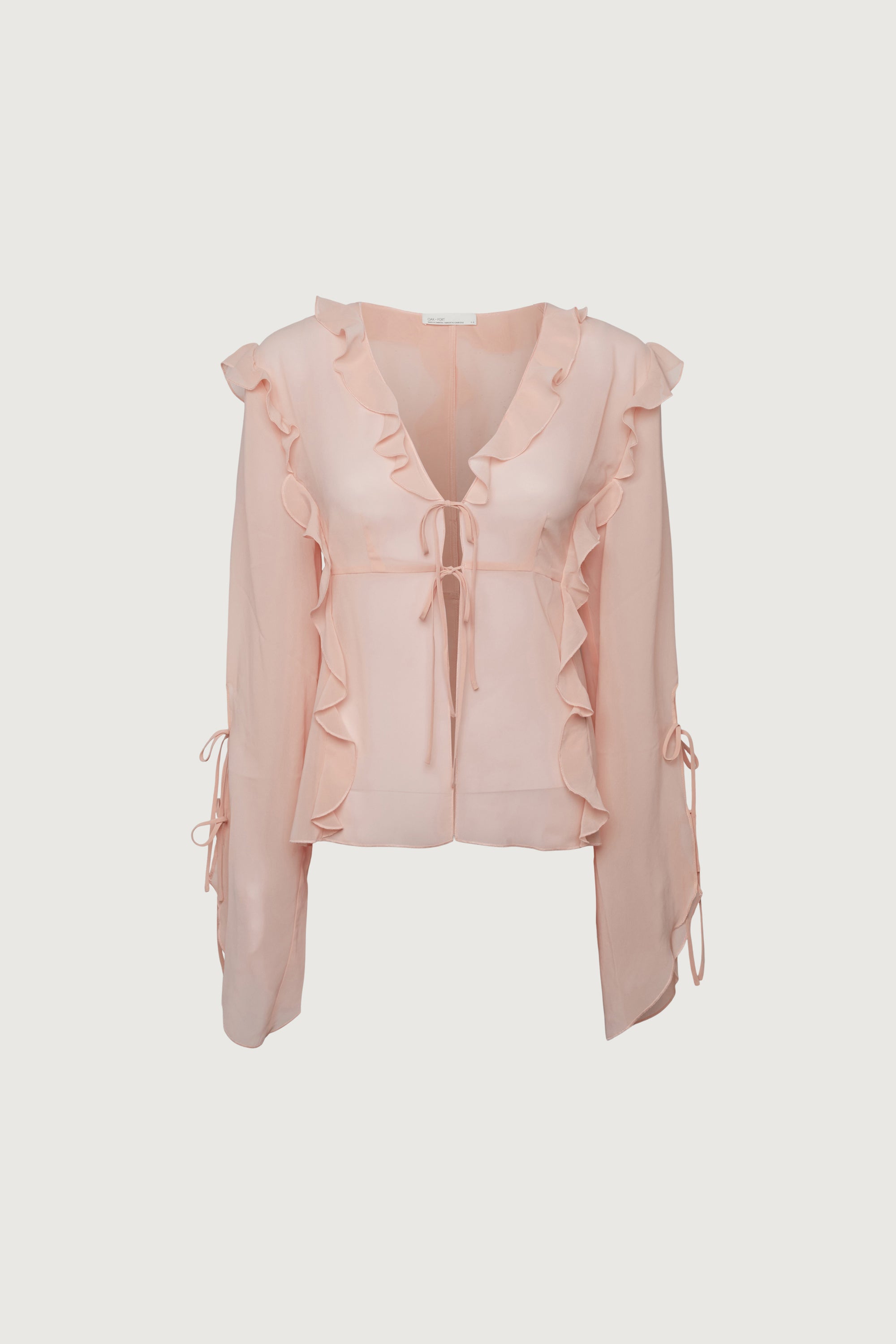 CHIFFON RUFFLED BLOUSE WITH TIES Cheapest Cheap Online