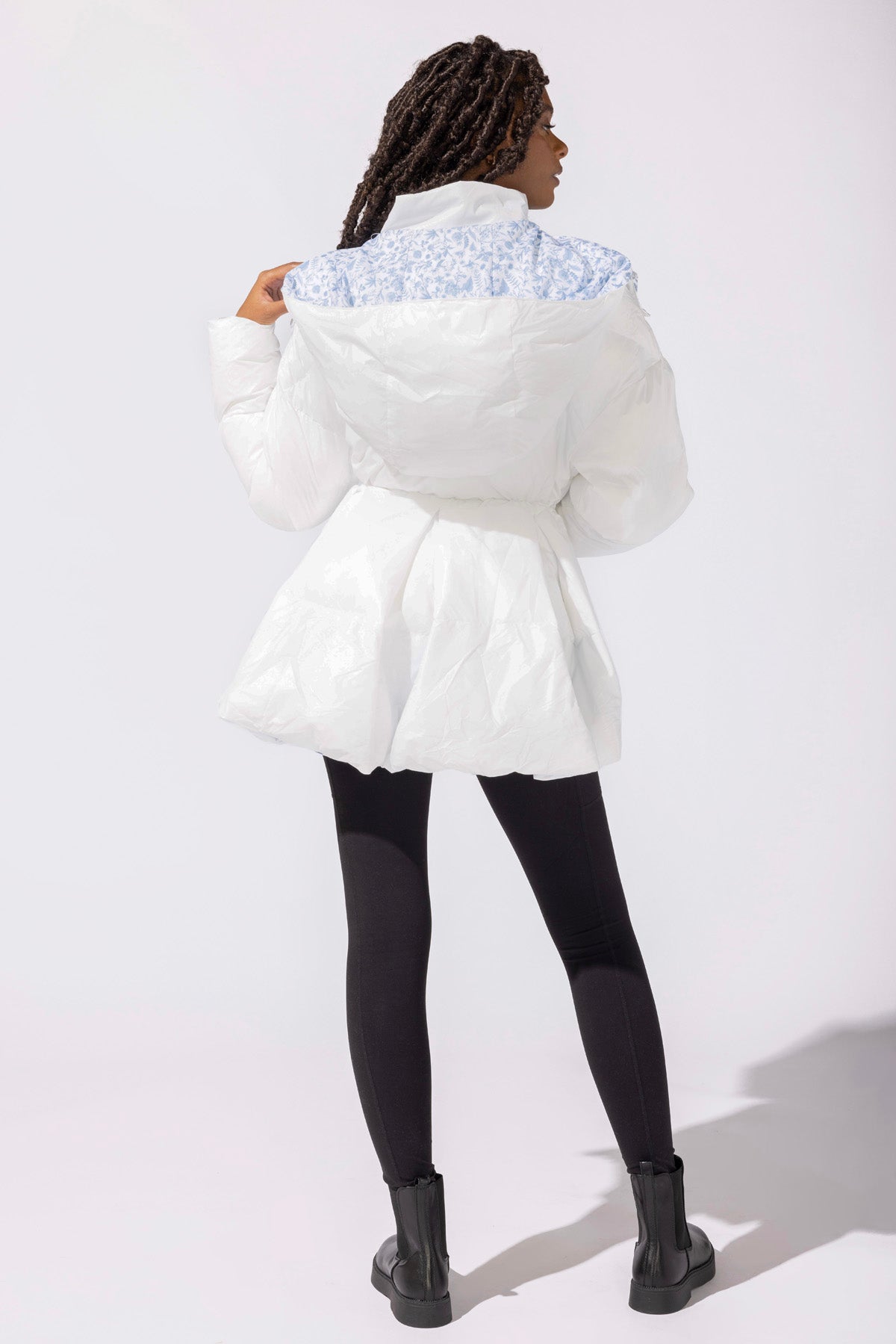 Pearl Peplum Puffer Jacket - White Enjoy Cheap Online