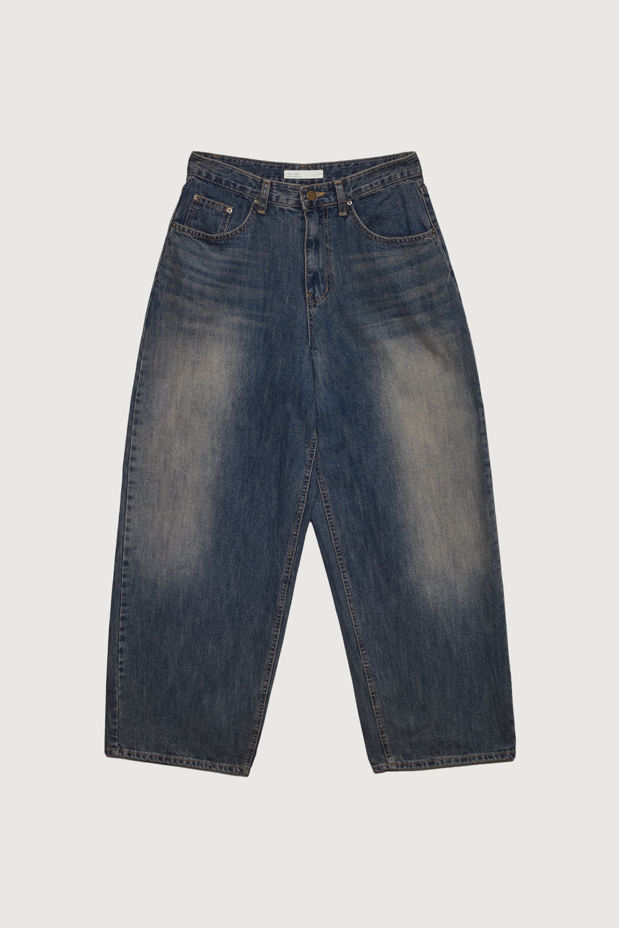 DARK WASH BARREL CURVED LEG JEAN Low Cost Online