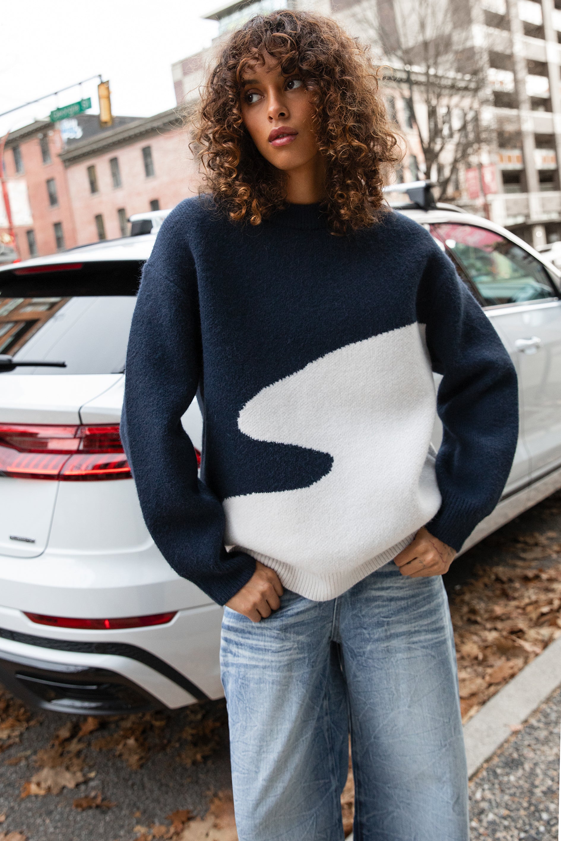 OVERSIZED INTARSIA KNIT SWEATER Discount Outlet Locations