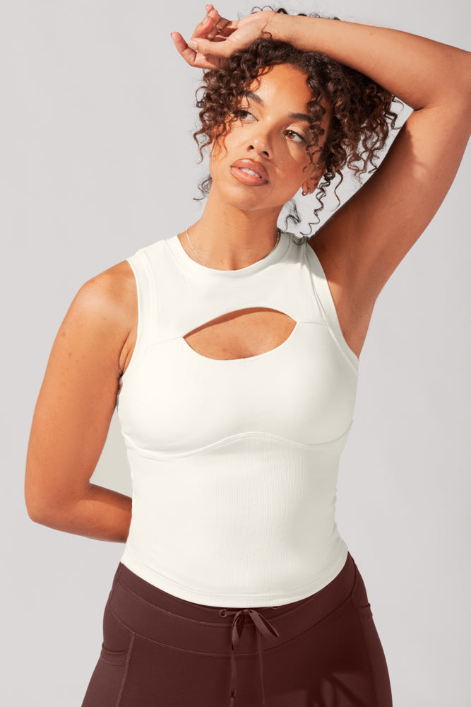 Peekaboo Crew Tank - Coconut Cream Safe Shopping Cheap Online