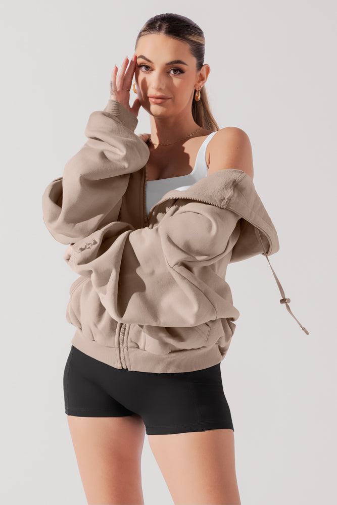 Zip Cloud Hoodie - Taupe Purchase Sale Online