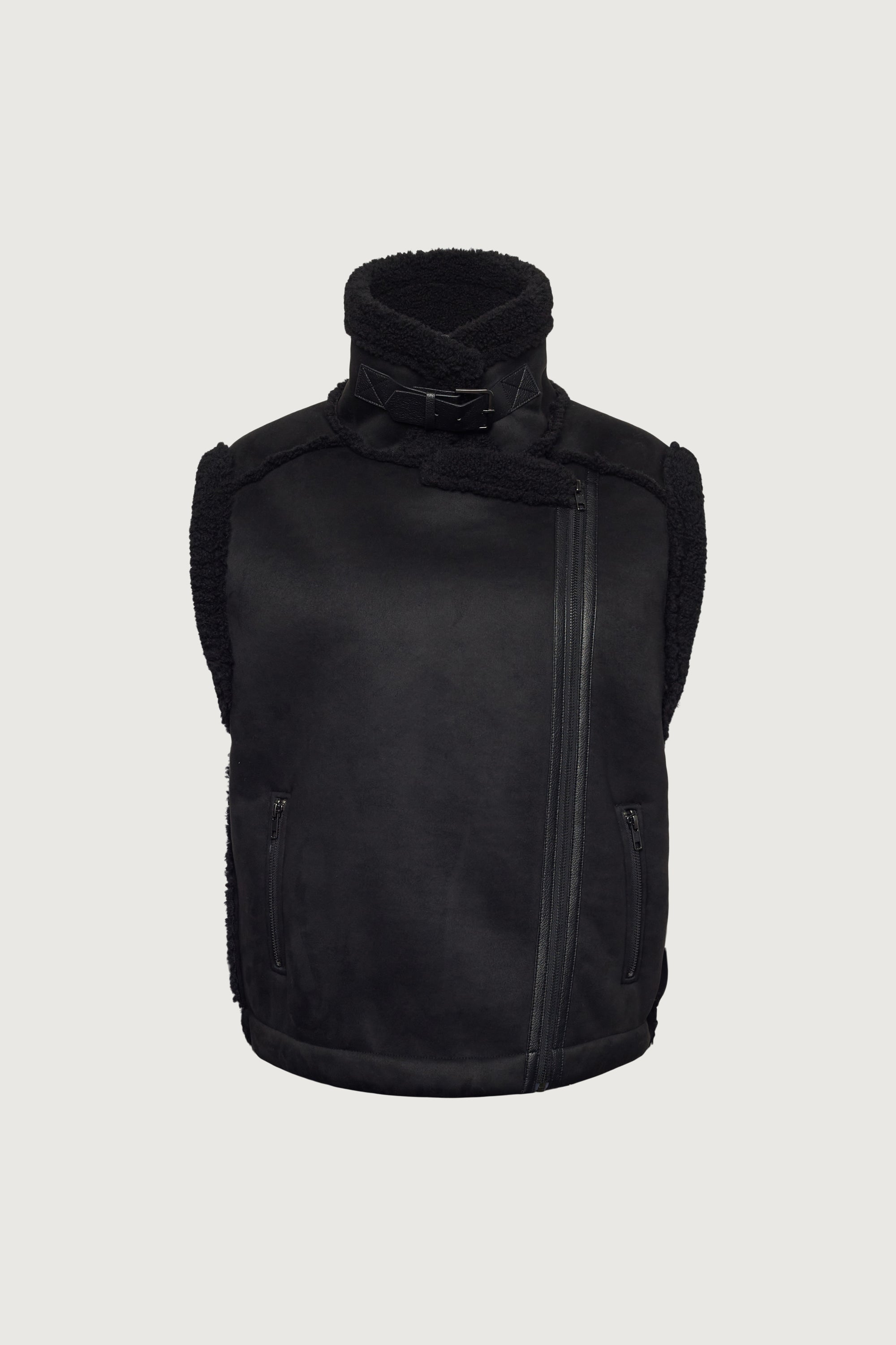 VEGAN SUEDE SHERPA AVIATOR VEST Best Place Online