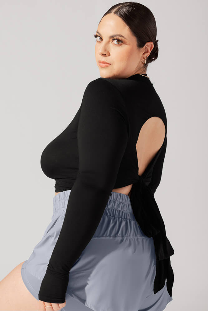 Bow Back Reversible Long Sleeve Top - Black Websites For Sale